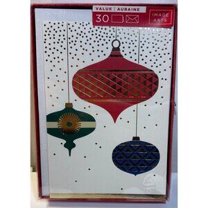 Christmas Cards Baubles Image Arts Greeting Cards With Envelopes Set Of 30